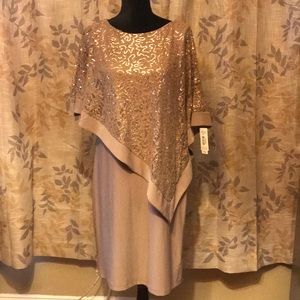 R&M Richards Dress w/Sequenced Lace Poncho